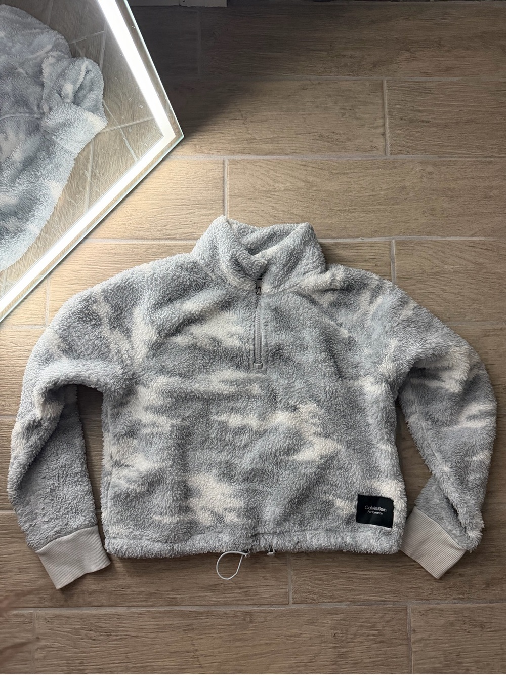 Calvin Klein Women's Light Gray & White Sherpa Teddy Jacket